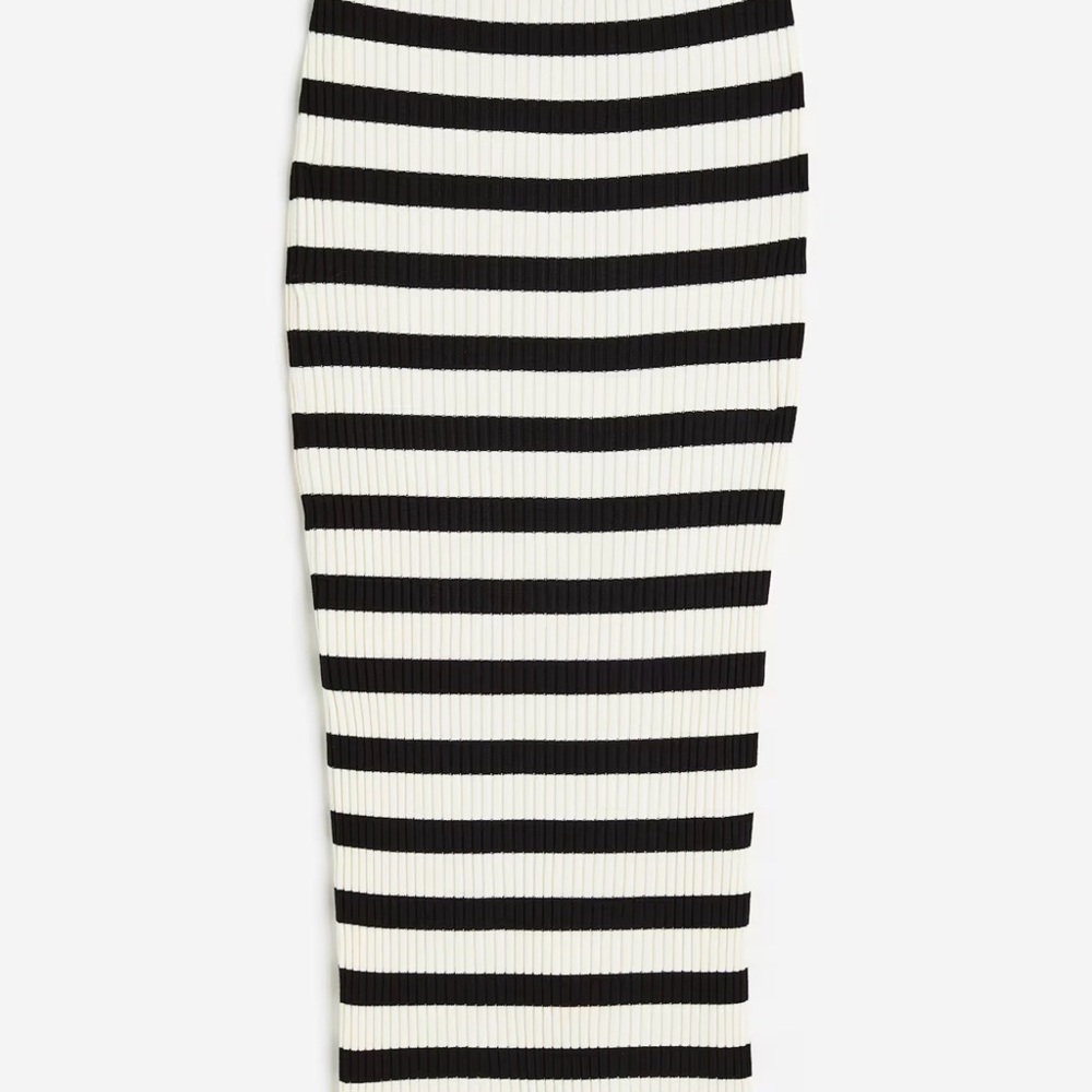 H&M Monochrome Striped Pencil Skirt